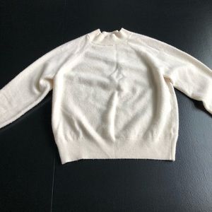 Everlane 100% Cashmere Medium Crop Sweater Cream White Pre-Owned Mock Neck